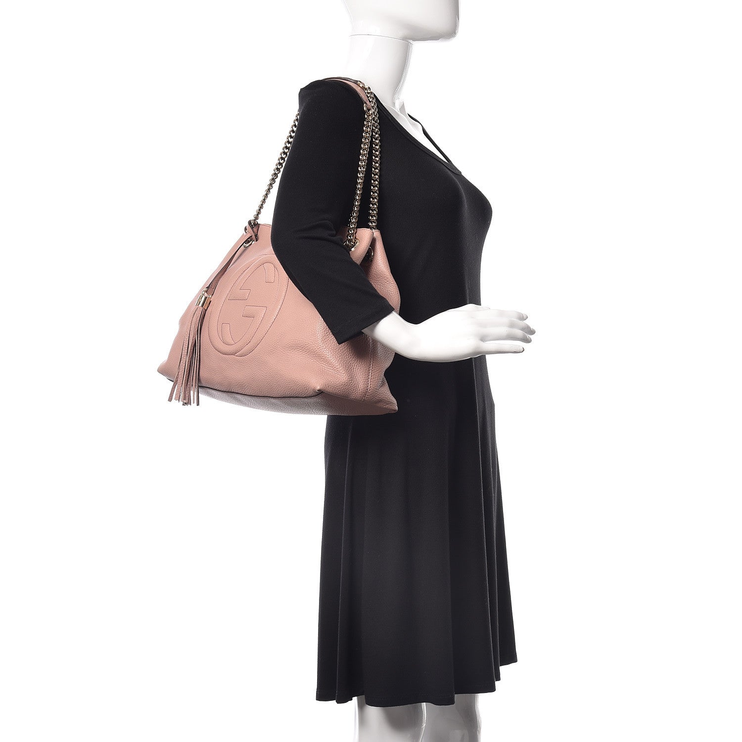 Gucci Pebbled Calfskin Medium Soho Chain Shoulder Bag Dark Cipria 2 of 12