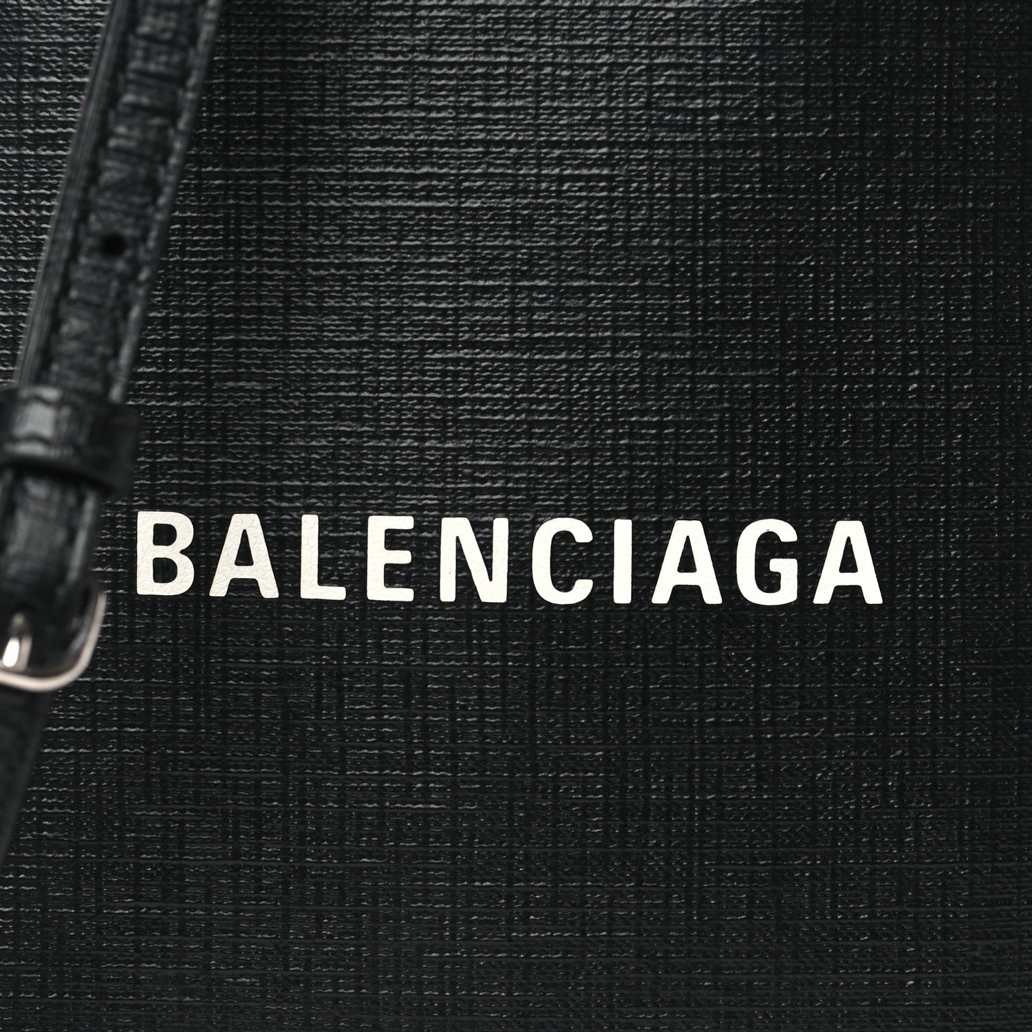 Balenciaga Squared Calfskin Logo Shopping Phone Holder Bag Black 8 of 10
