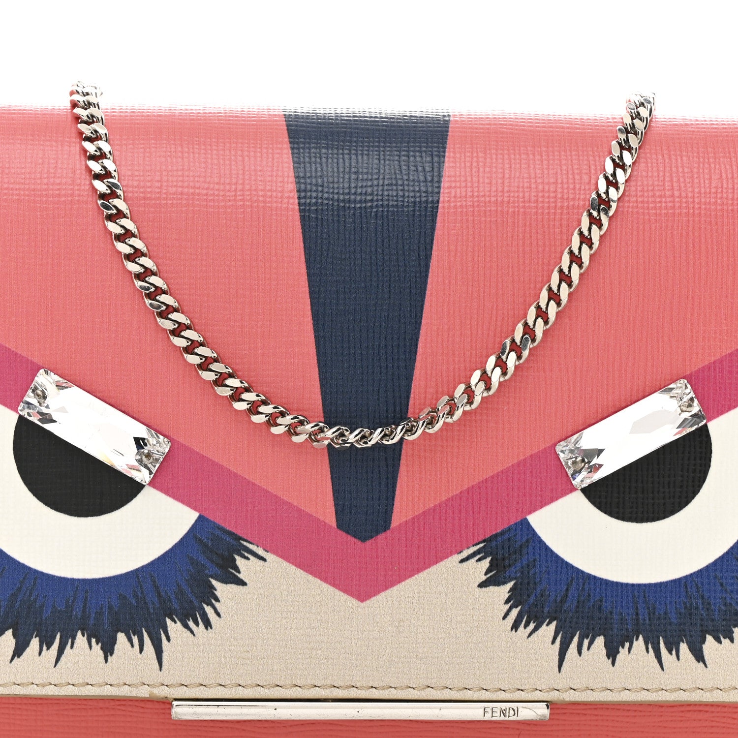 Fendi Vitello Elite Crystal Eye Monster Continental Wallet on Chain Bellini Multicolor 8 of 12