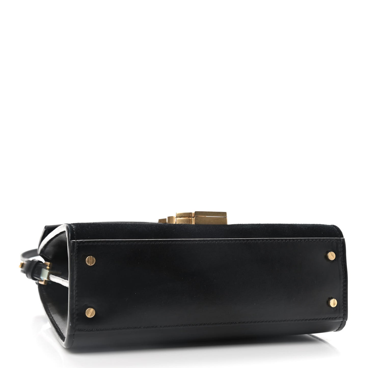 Suede Leopard Print Mini Classic Monogram Cassandra Top Handle Manto Naturale Black