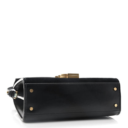 Saint Laurent Suede Leopard Print Mini Classic Monogram Cassandra Top Handle Manto Naturale Black 4 of 10