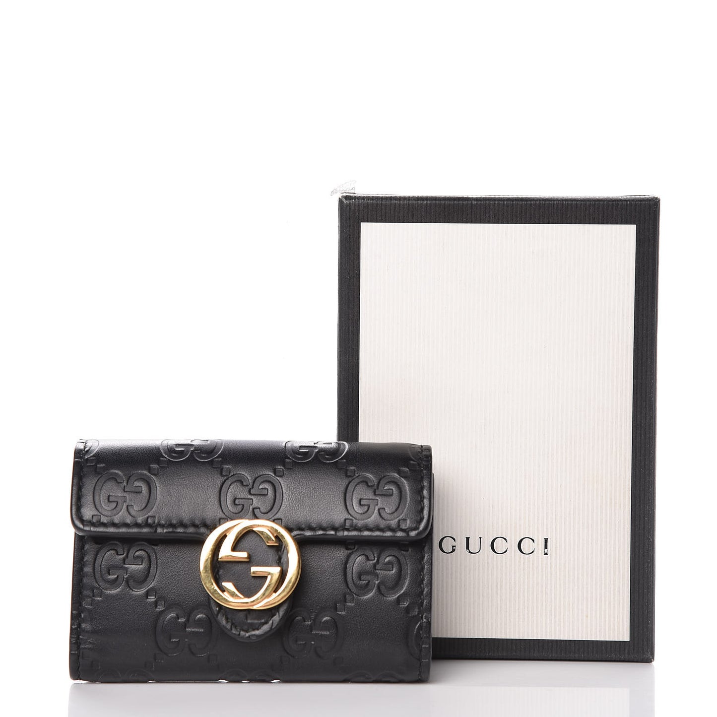Guccissima Icon Signature 6 Key Holder Case Black