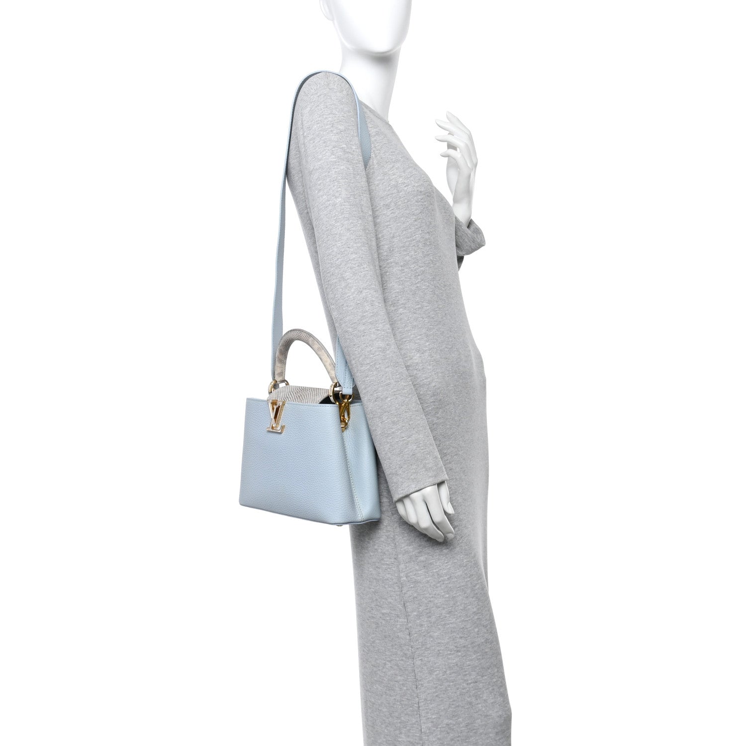Louis Vuitton Taurillon Snakeskin Capucines BB Olympe Blue 2 of 10
