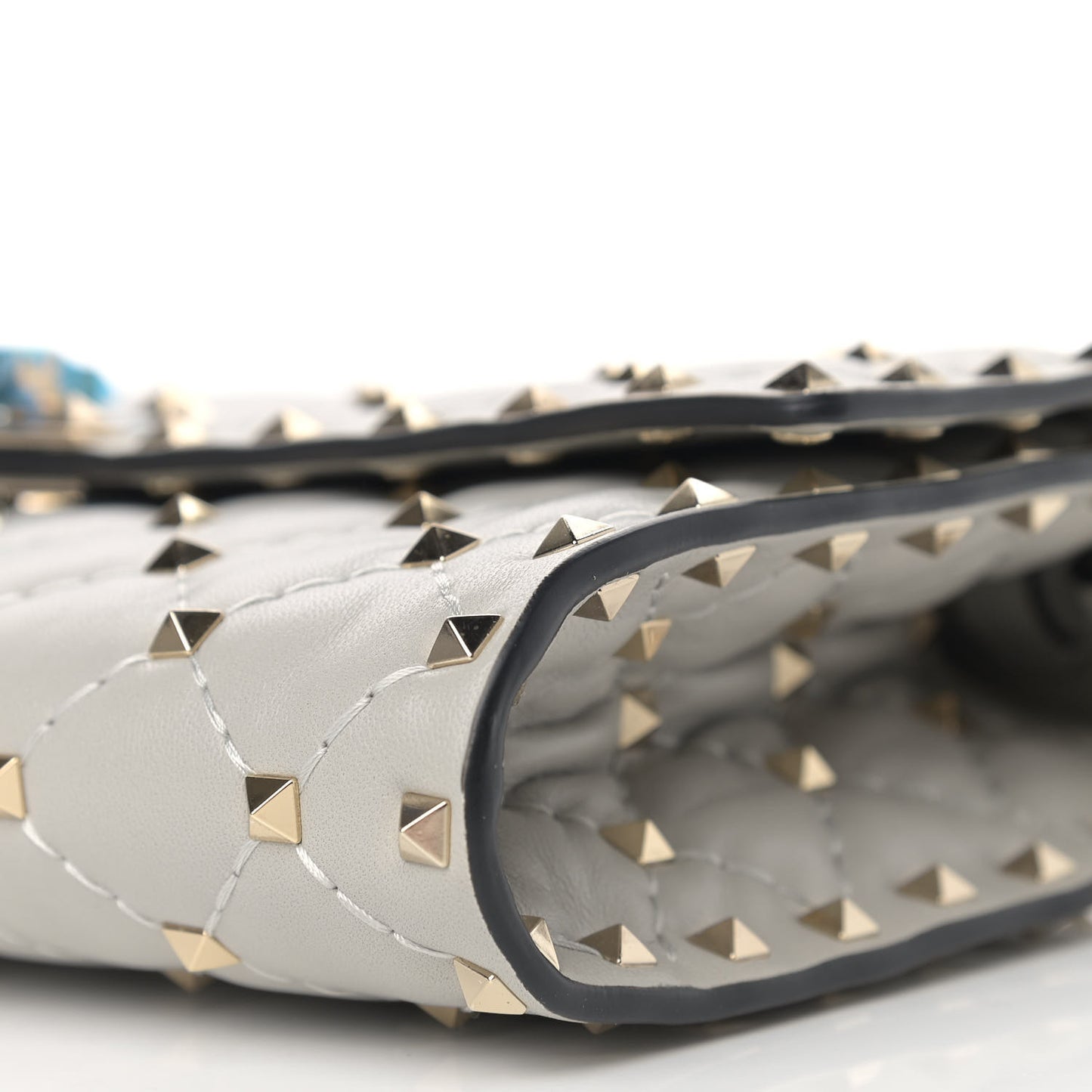 Nappa Rockstud Spike Wallet on Chain Opal Grey