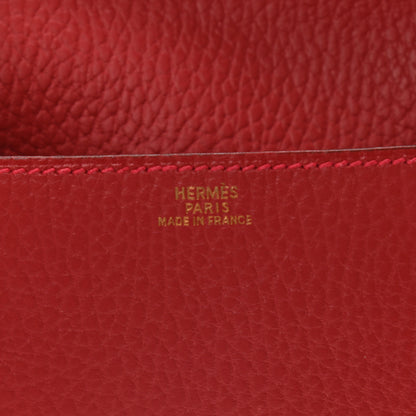 Hermes Taurillon Clemence Pochette Green Belt Bag Rouge Vif 6 of 9