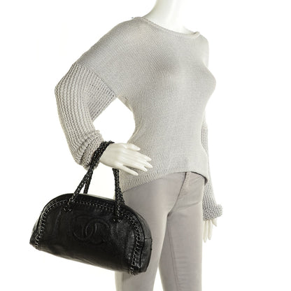 Chanel Metallic Deerskin Luxe Ligne Medium Bowler Black 2 of 7