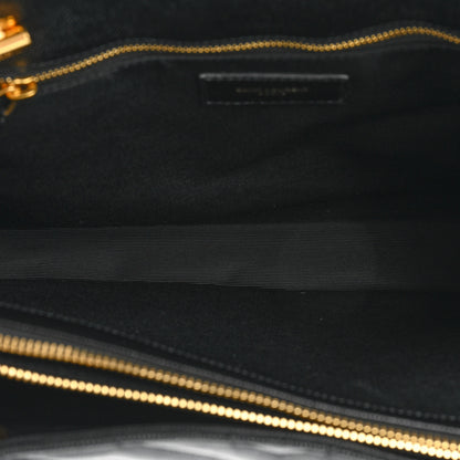 Saint Laurent Grain De Poudre Matelasse Chevron Monogram Shopping Bag Black 5 of 14