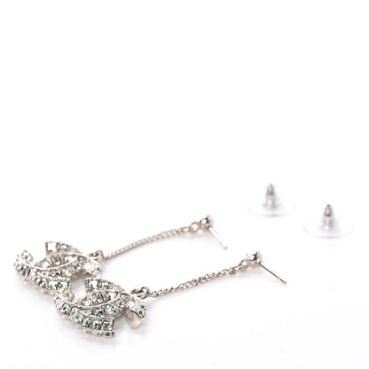 Chanel Baguette Crystal CC Drop Earrings Silver 3 of 4