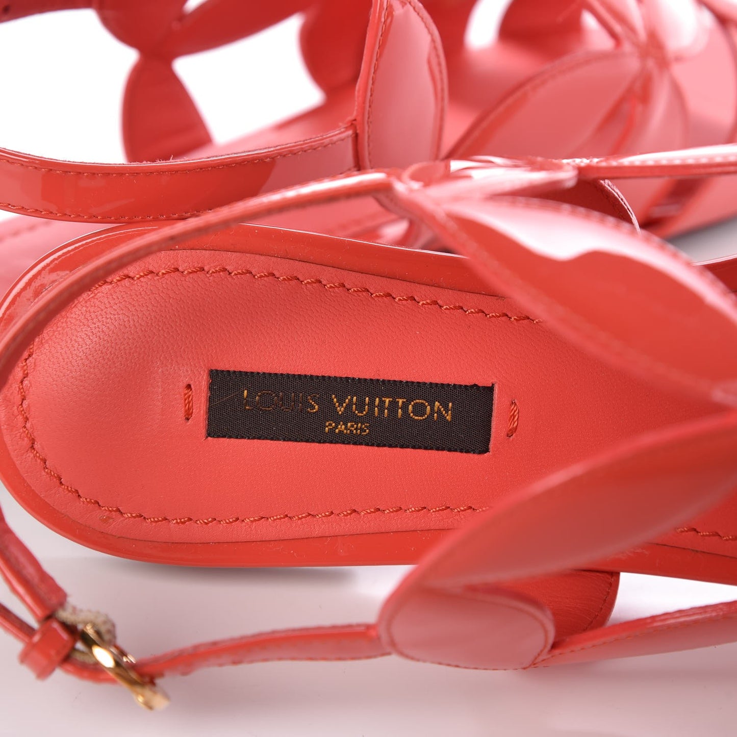 Patent Springtime Flat Sandals 37 Corail