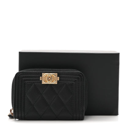 Chanel Caviar Quilted Boy Zip Around Coin Purse Wallet Black 8 of 8