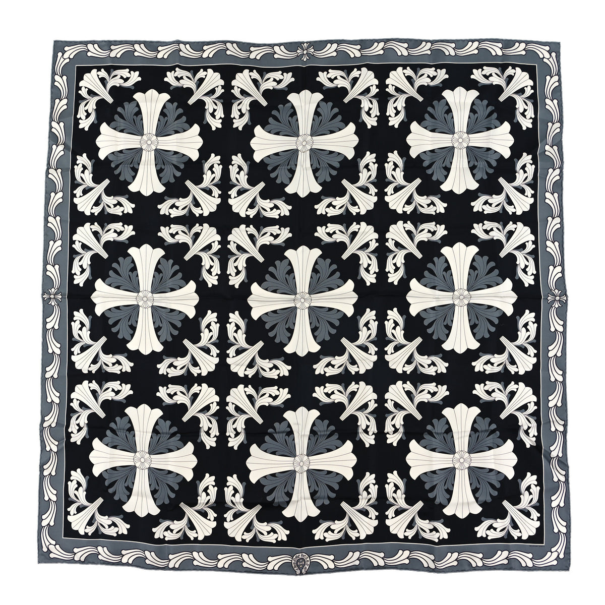 Chrome Hearts Silk Plus Cross Scarf Black White 1 of 3