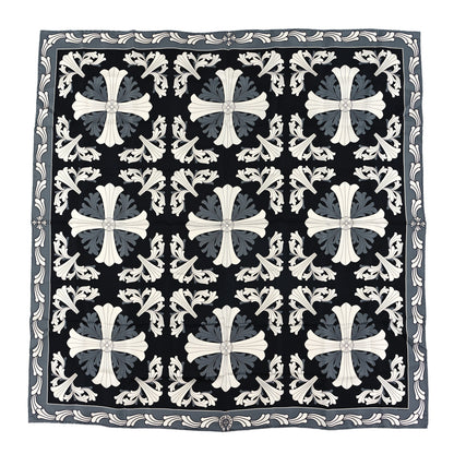 Chrome Hearts Silk Plus Cross Scarf Black White 1 of 3