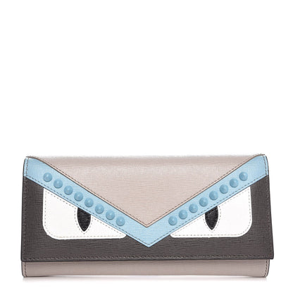 Fendi Vitello Elite Monster Eyes Studded Continental Wallet Carbone White Multicolor 1 of 8
