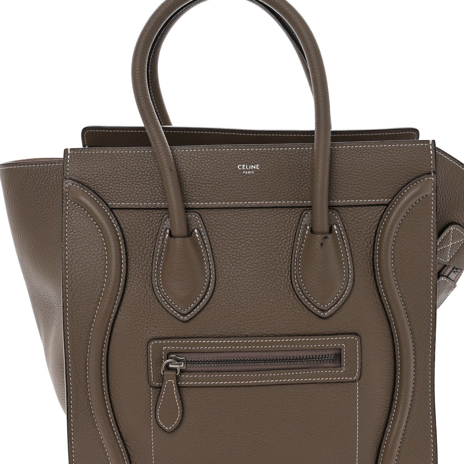 Celine Drummed Calfskin Micro Luggage Souris 8 of 13