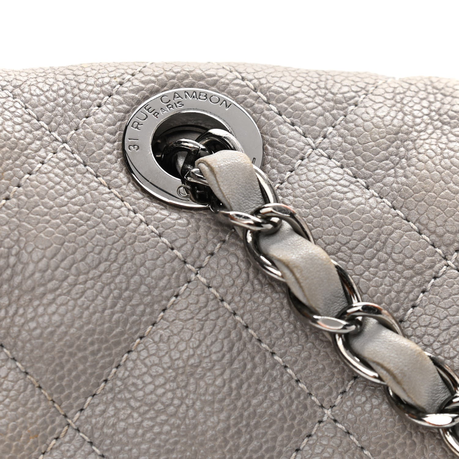 Chanel Caviar Quilted Medium French Riviera Flap Light Grey 17 of 19