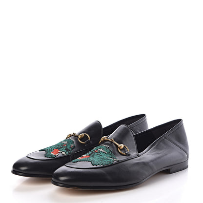 Gucci Lambskin Wolf Embroidered Mens Brixton Horsebit Loafers 14 Black 3 of 8