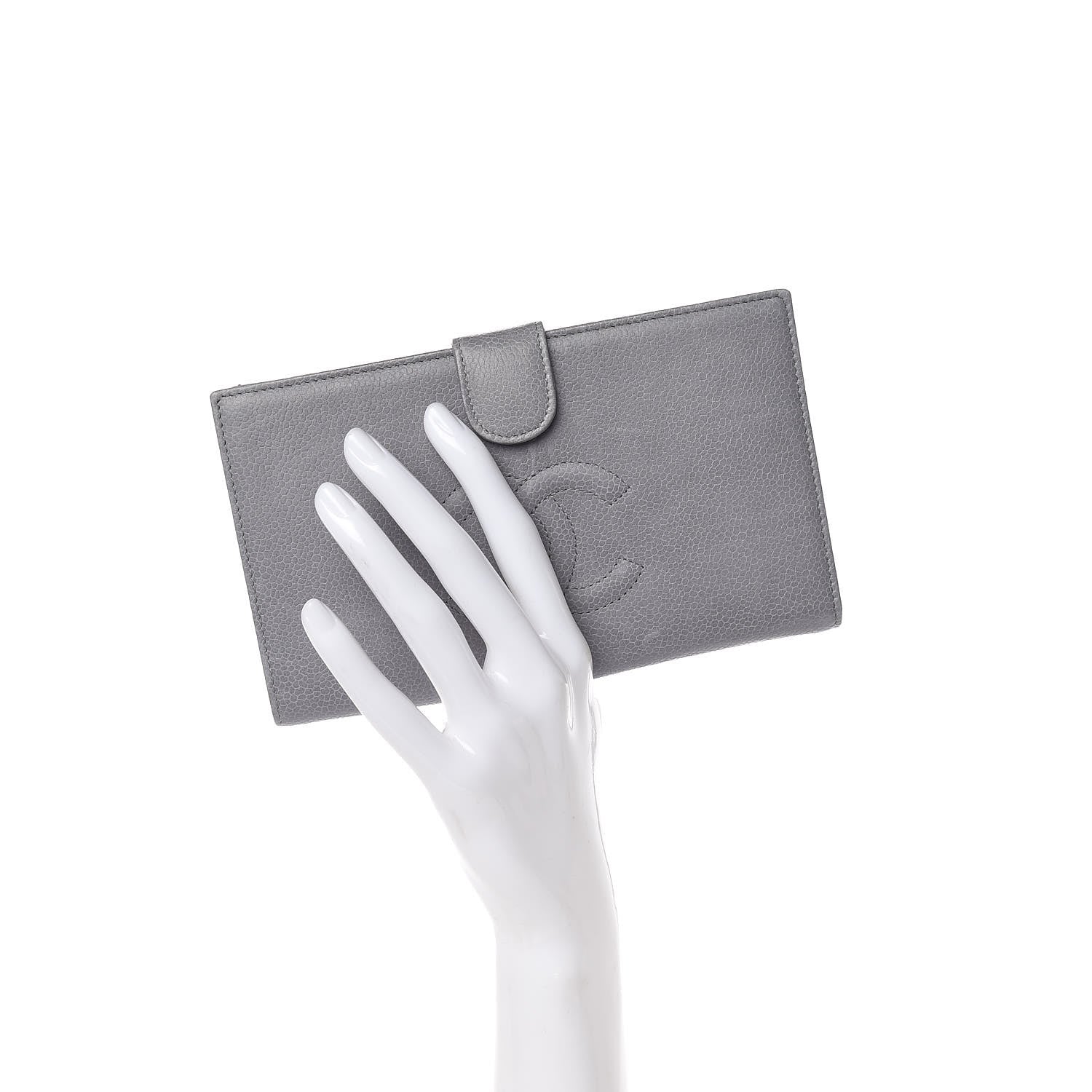 Chanel Caviar Timeless CC French Wallet Grey 2 of 13