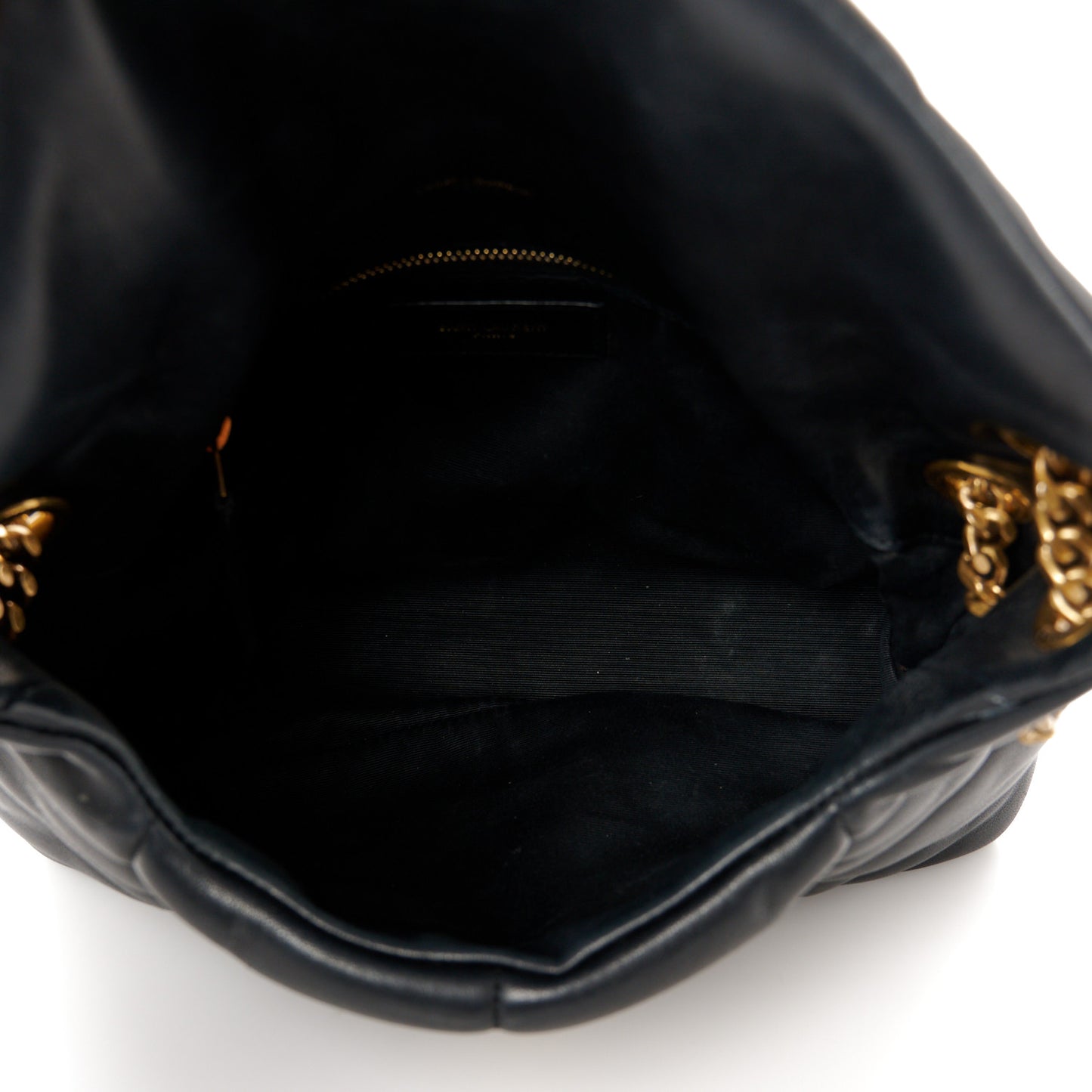 Lambskin Quilted Small Loulou Puffer Monogram Chain Satchel Black