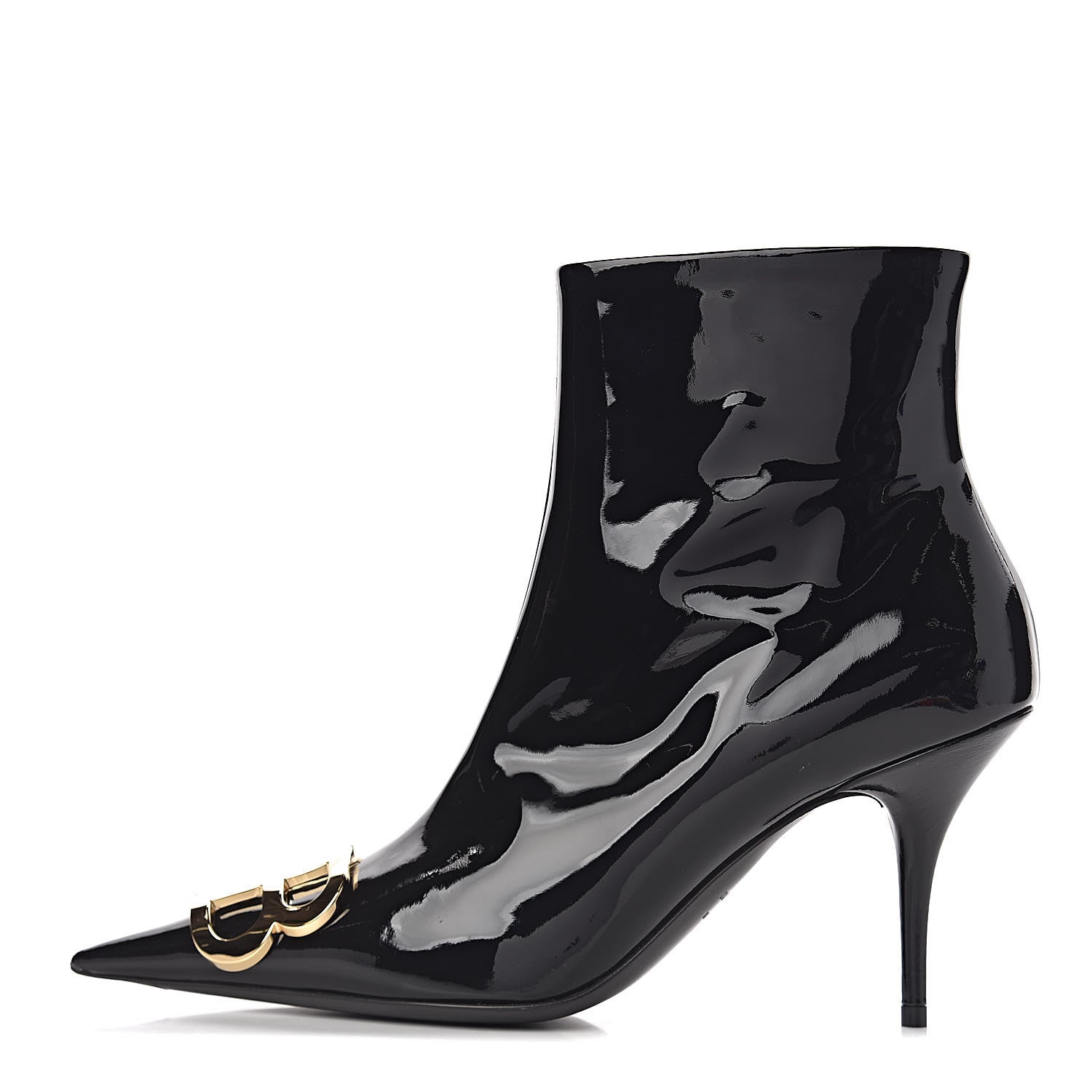 Balenciaga Patent BB Pointy Toe Ankle Booties 39.5 Black 1 of 11