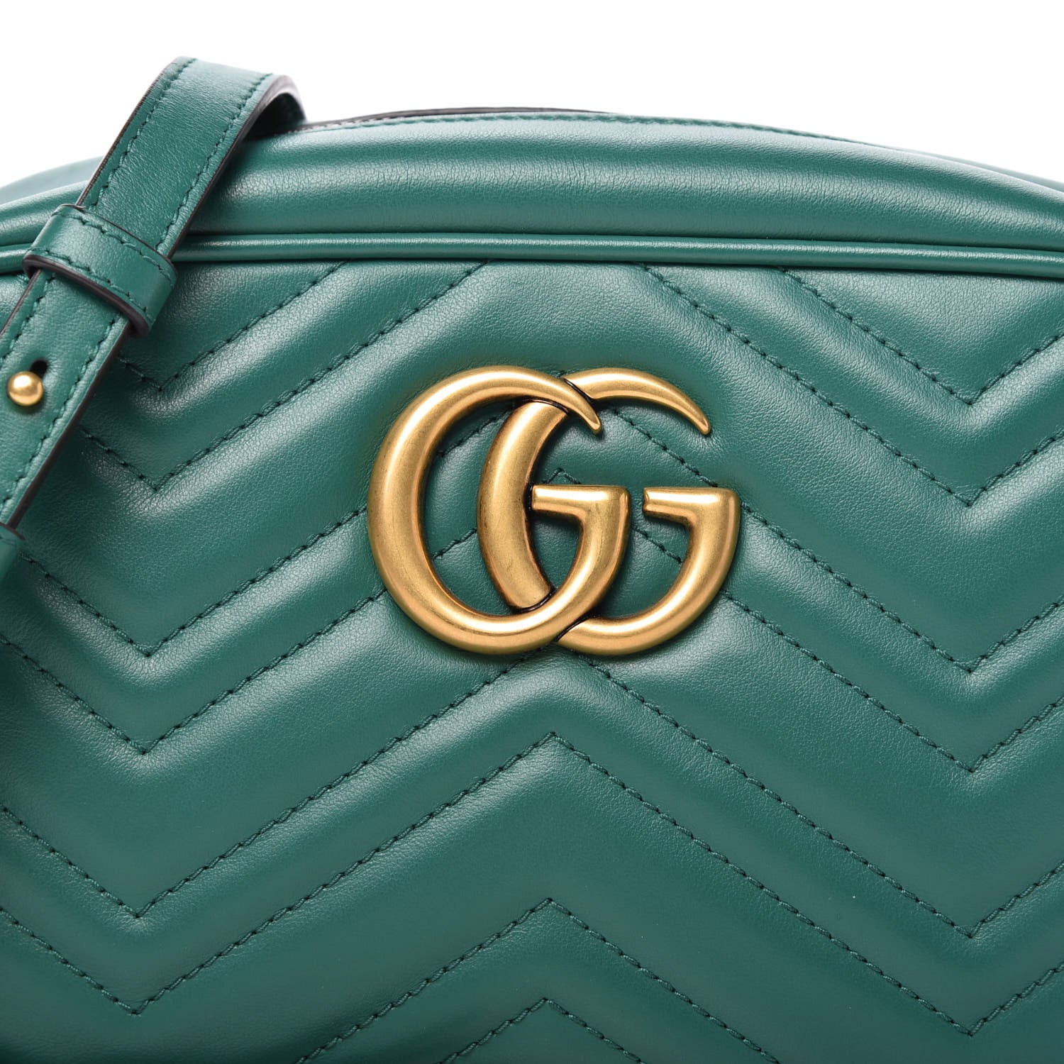 Gucci Calfskin Matelasse Small GG Marmont Chain Shoulder Bag Emerald Green 10 of 10