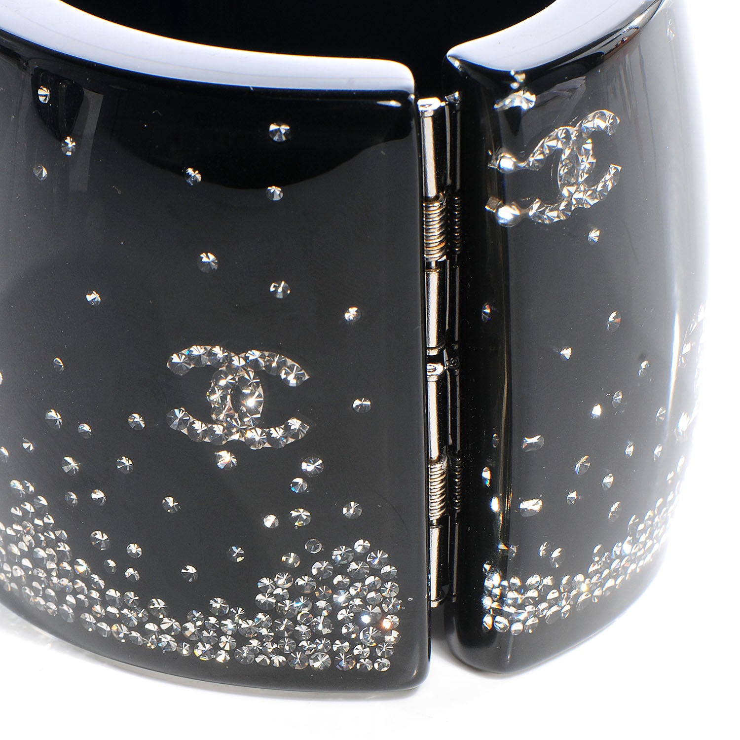 Chanel Resin Crystal CC Cuff Black 6 of 7