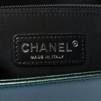 Chanel Iridescent Goatskin Quilted New Medium Boy Flap Green 6 of 10