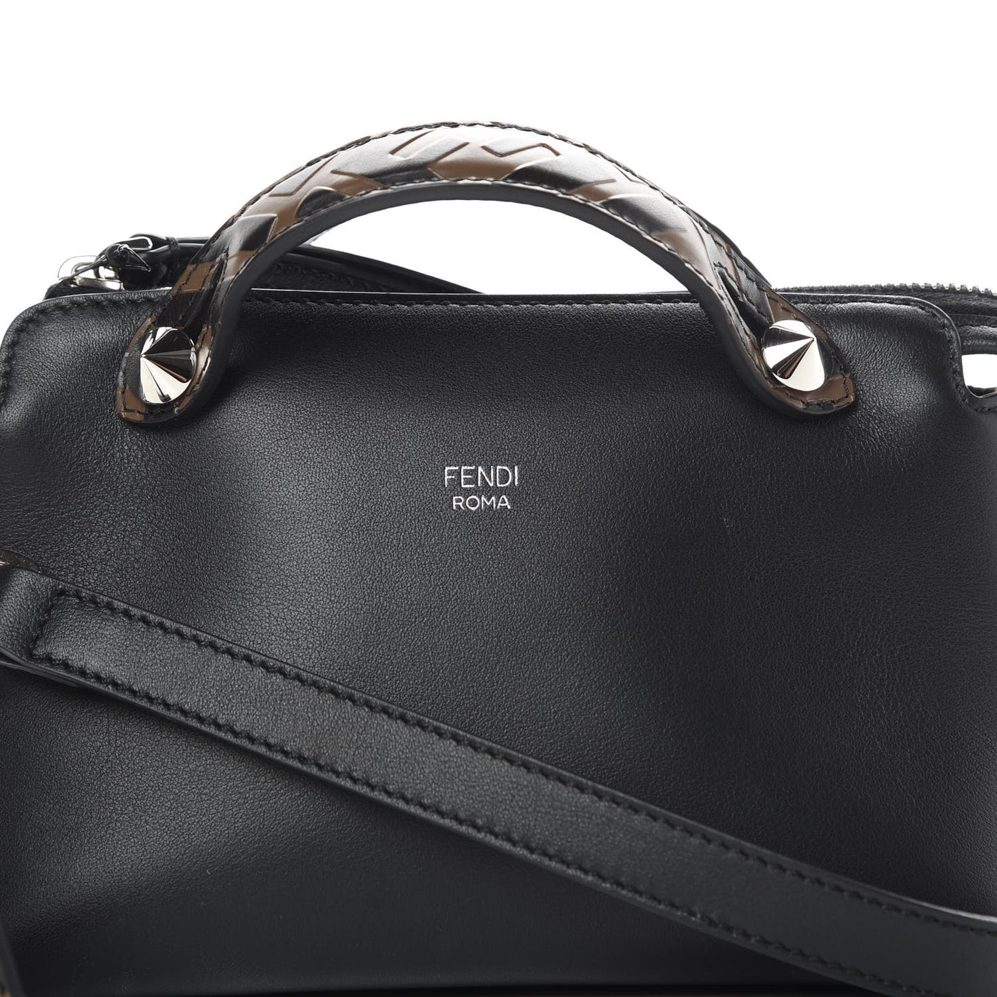 Vitello Dolce Bi-Color FF 1974 Embossed Mini By The Way Boston Bag Black Maya