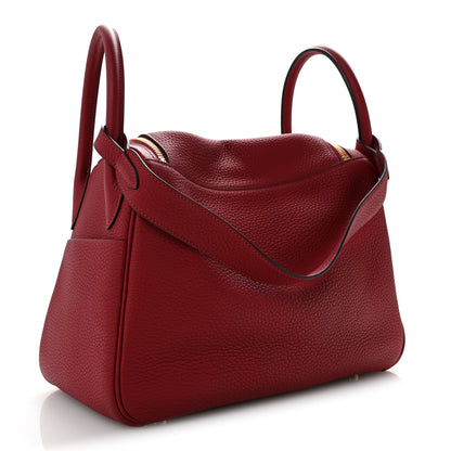Hermes Taurillon Clemence Lindy 30 Rouge Grenat 3 of 13