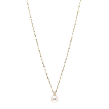 Mikimoto 18K Yellow Gold Diamond Akoya Pearl 8.5-9mm Pendant Necklace 1 of 5