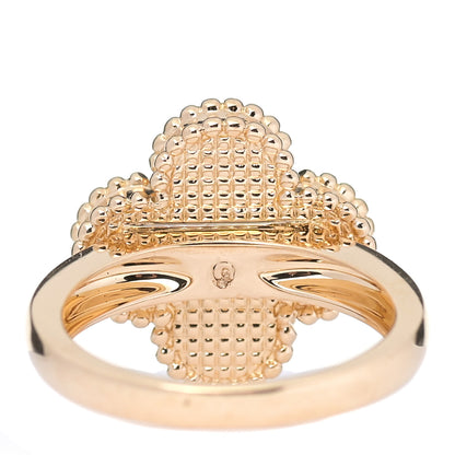Van Cleef & Arpels 18K Yellow Gold Diamond Mother of Pearl Vintage Alhambra Ring 49 5 3 of 6