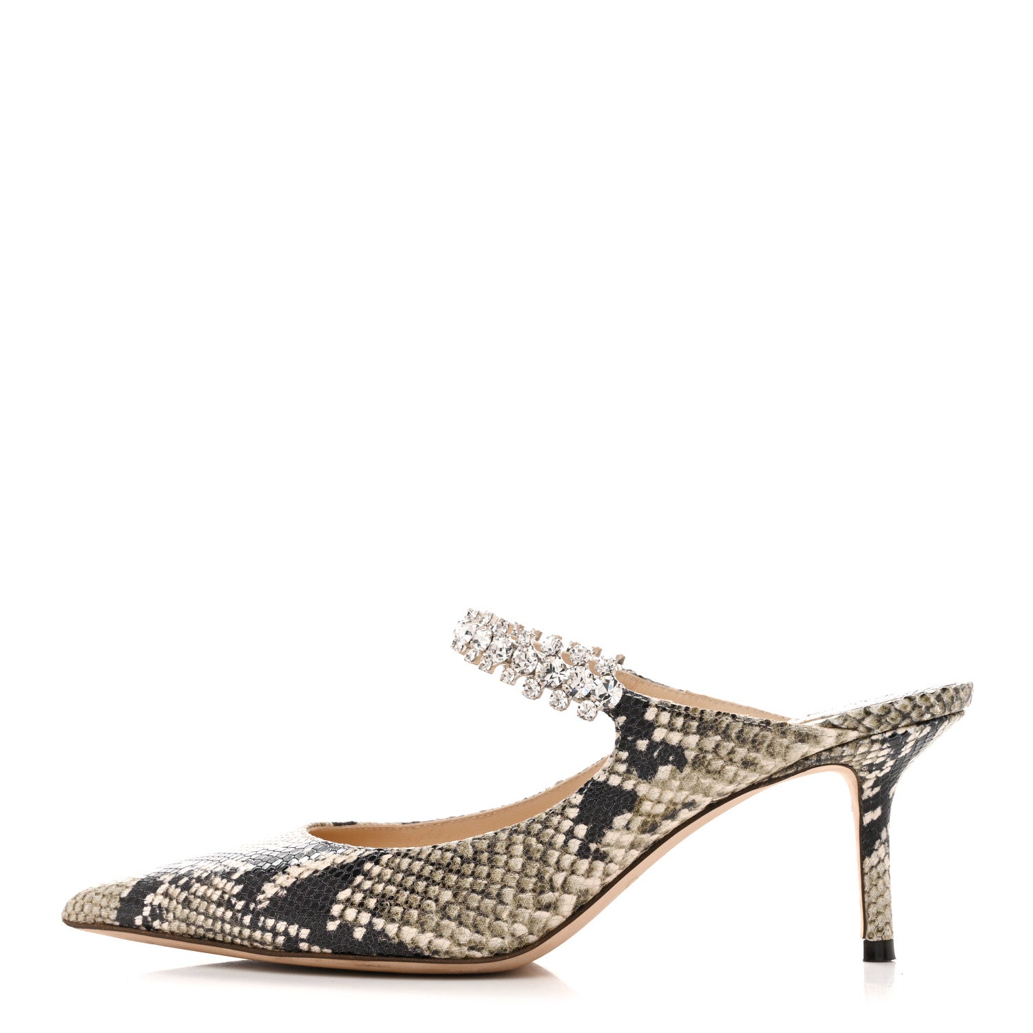 Jimmy Choo Snakeskin Embossed Crystal Bing 65 Pumps 38 Roccia 1 of 9