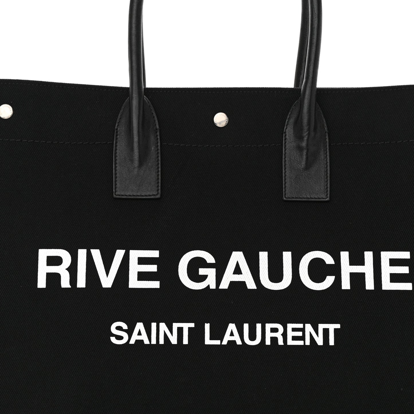 Linen Calfskin Rive Gauche Tote Black