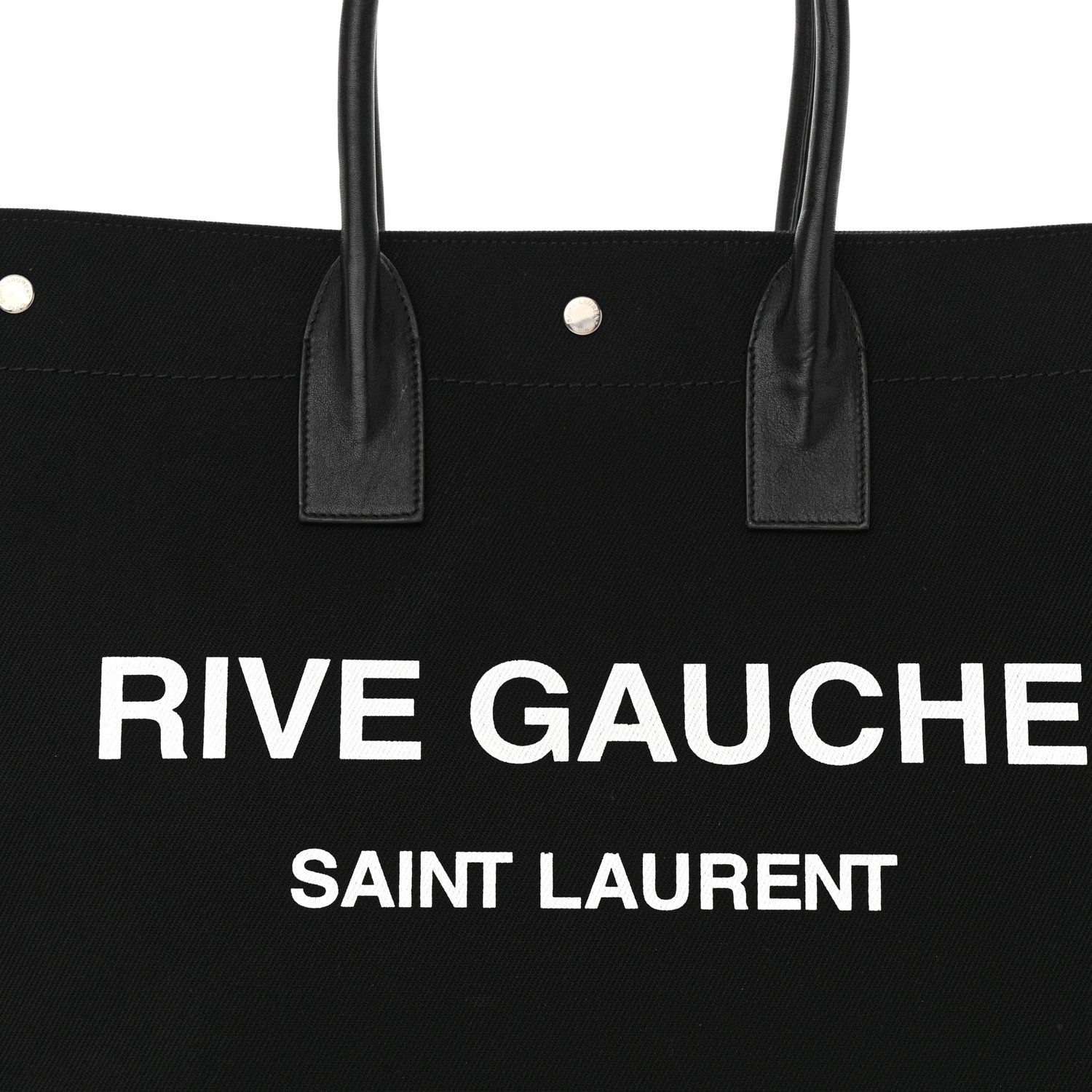 Saint Laurent Linen Calfskin Rive Gauche Tote Black 9 of 12
