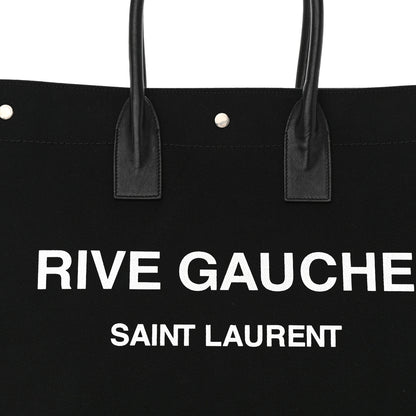 Saint Laurent Linen Calfskin Rive Gauche Tote Black 9 of 12