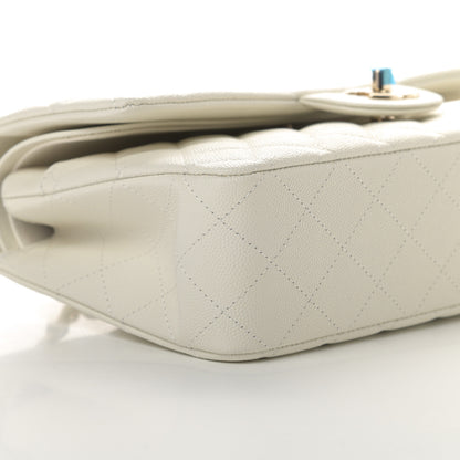 Chanel Caviar Quilted Medium Double Flap White 9 of 11