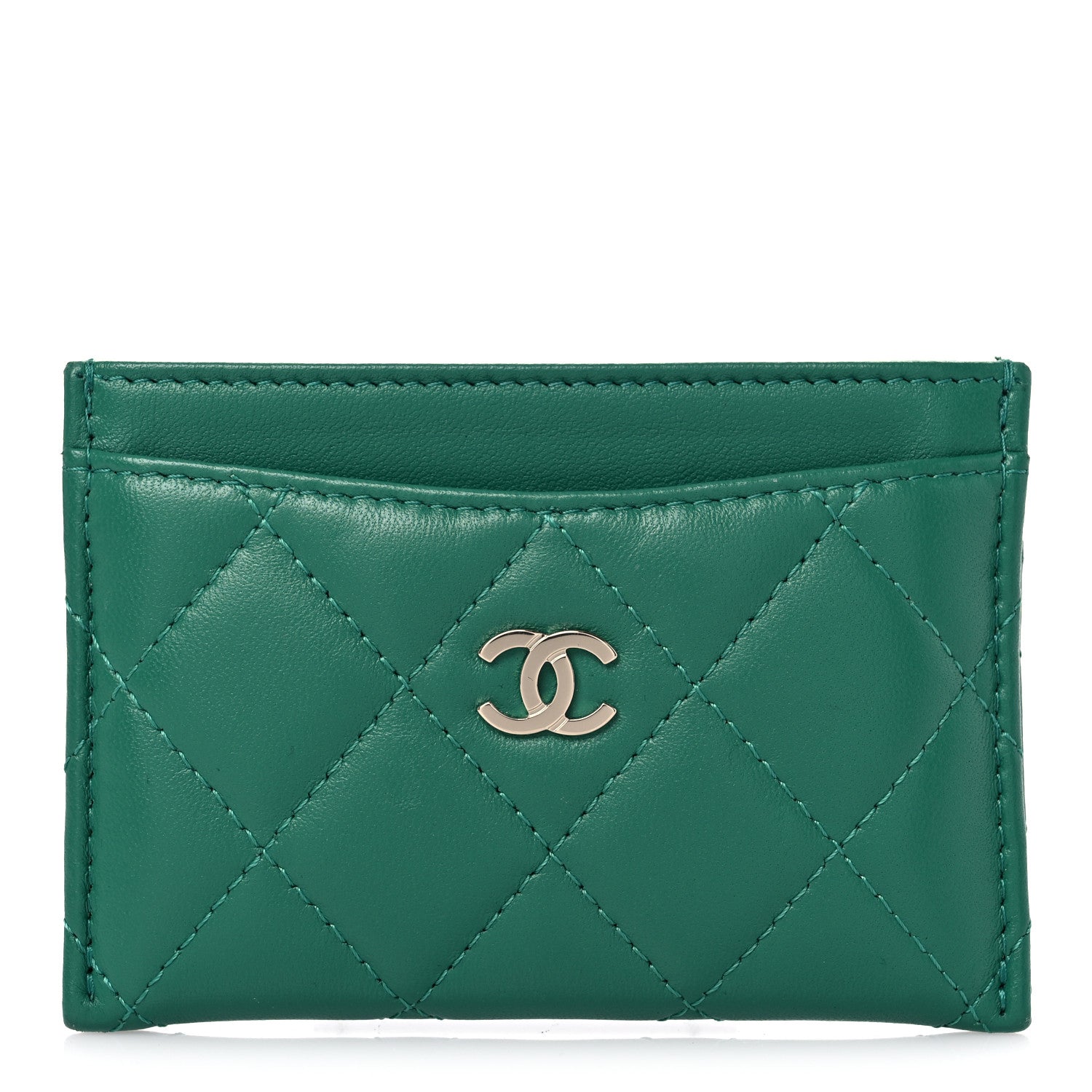 Chanel Lambskin Quilted Card Holder Green 1 of 13