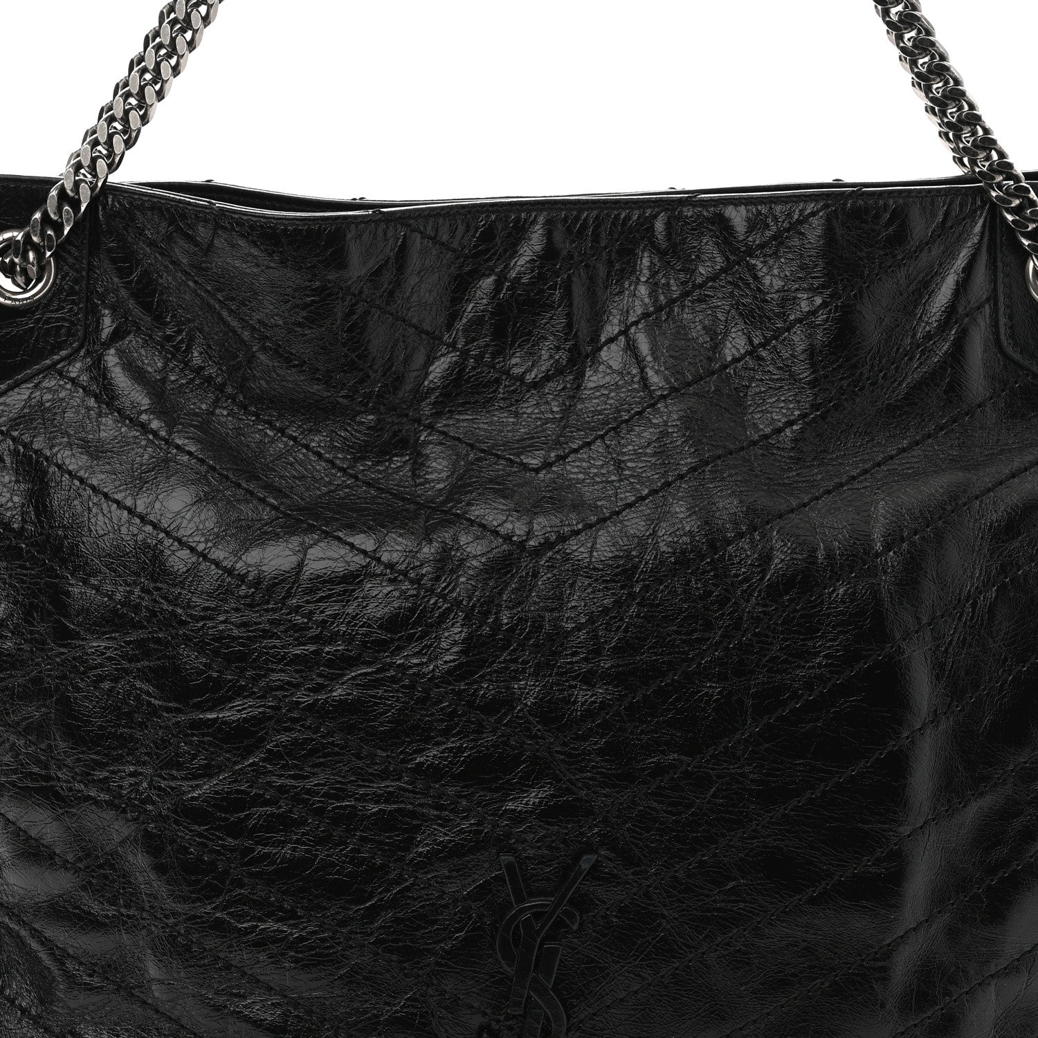 Saint Laurent Crinkled Calfskin Matelasse Monogram Large Niki Shopper Tote Black 8 of 11