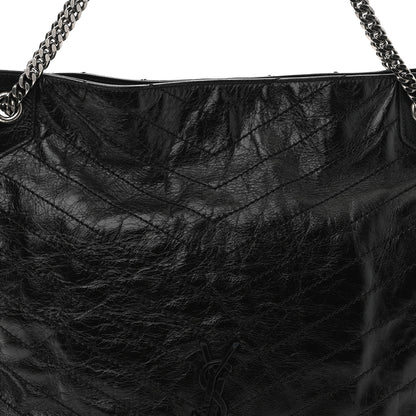 Saint Laurent Crinkled Calfskin Matelasse Monogram Large Niki Shopper Tote Black 8 of 11
