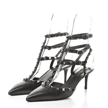 Valentino Garavani Nappa Rockstud Ankle Strap Low Heel Pumps 39 Black 3 of 13
