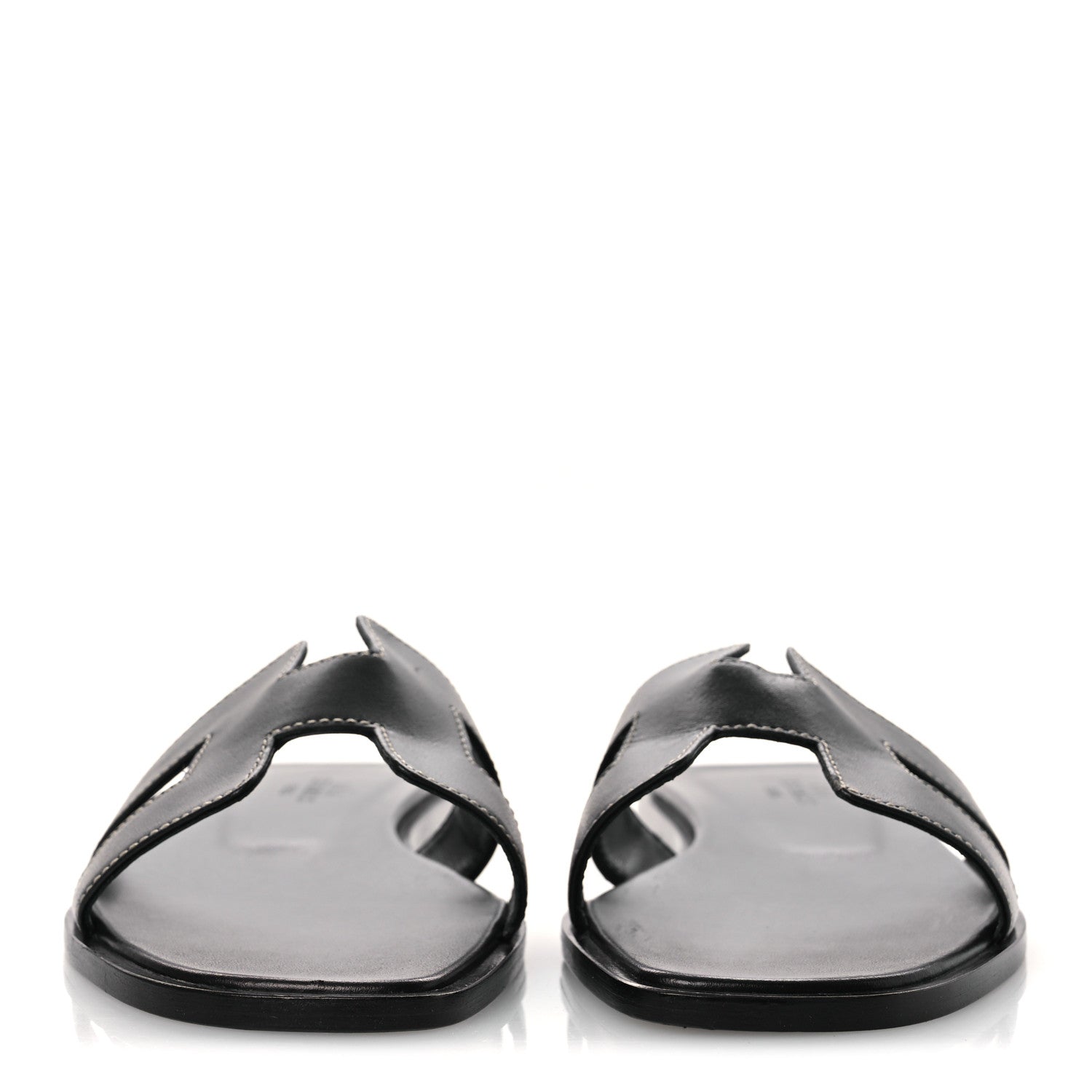 Hermes Box Calfskin Oran Sandals 37 Black 3 of 12