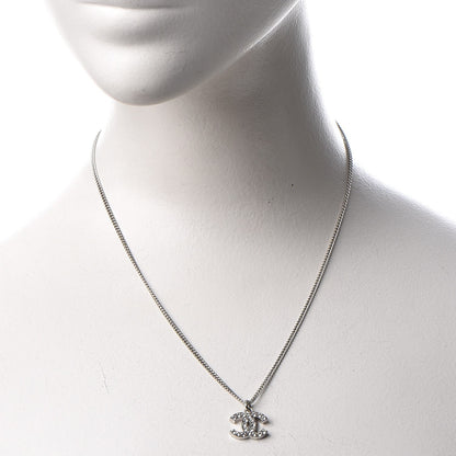 Chanel Crystal Timeless CC Necklace Silver 2 of 6