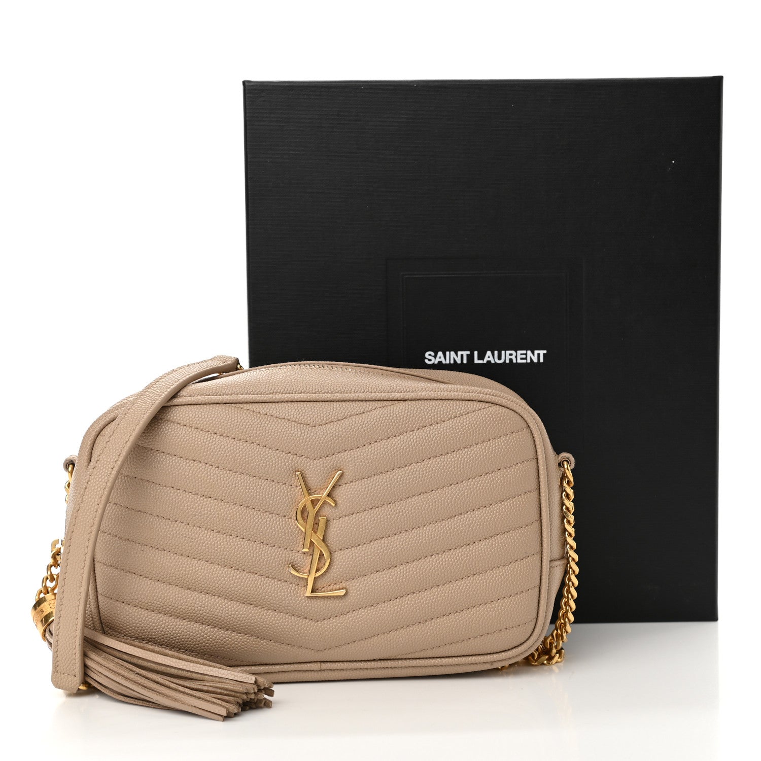Saint Laurent Grain De Poudre Matelasse Monogram Mini Lou Camera Bag Dark Beige 13 of 13