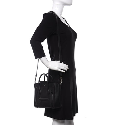 Celine Drummed Calfskin Nano Luggage Black 3 of 10