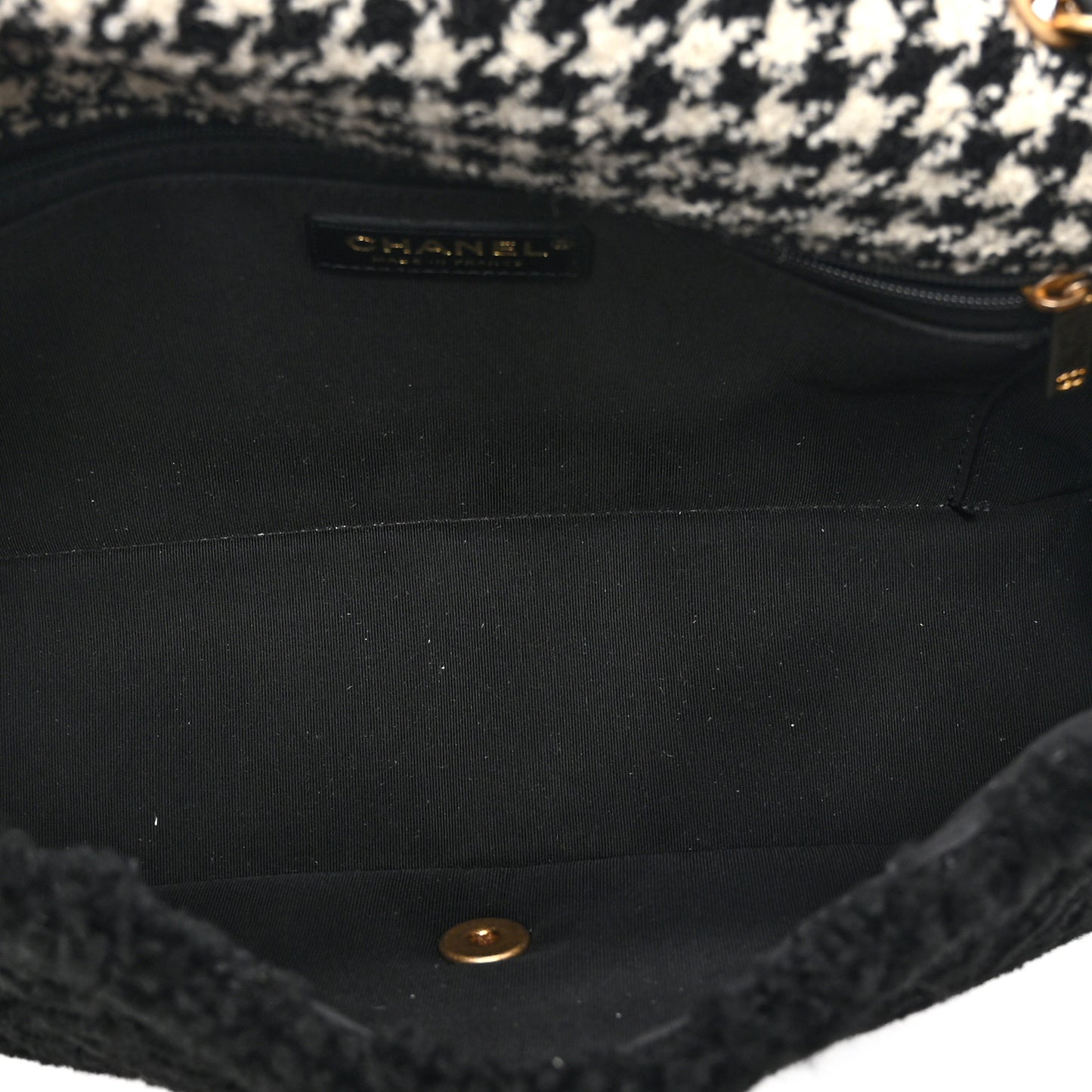 Shearling Tweed Jumbo Single Flap Black White