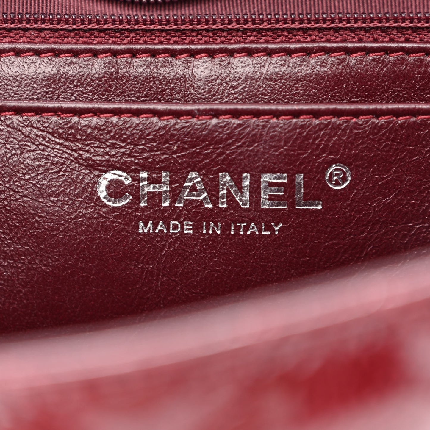 Crinkled Patent Quilted Jumbo Single Flap Burgundy