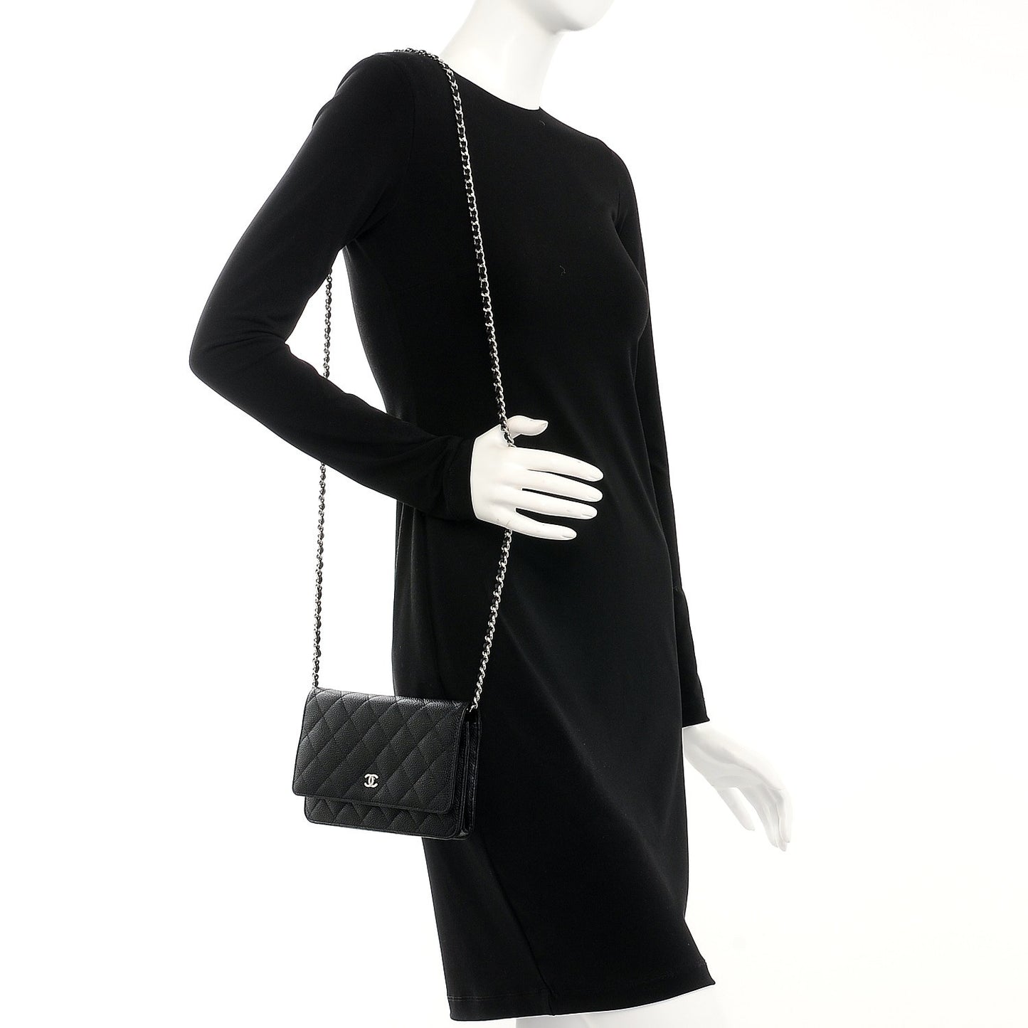 Caviar Quilted Wallet On Chain WOC Black