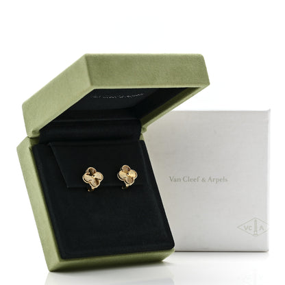 Van Cleef & Arpels 18K Yellow Gold Guilloche Vintage Alhambra Earrings 5 of 5