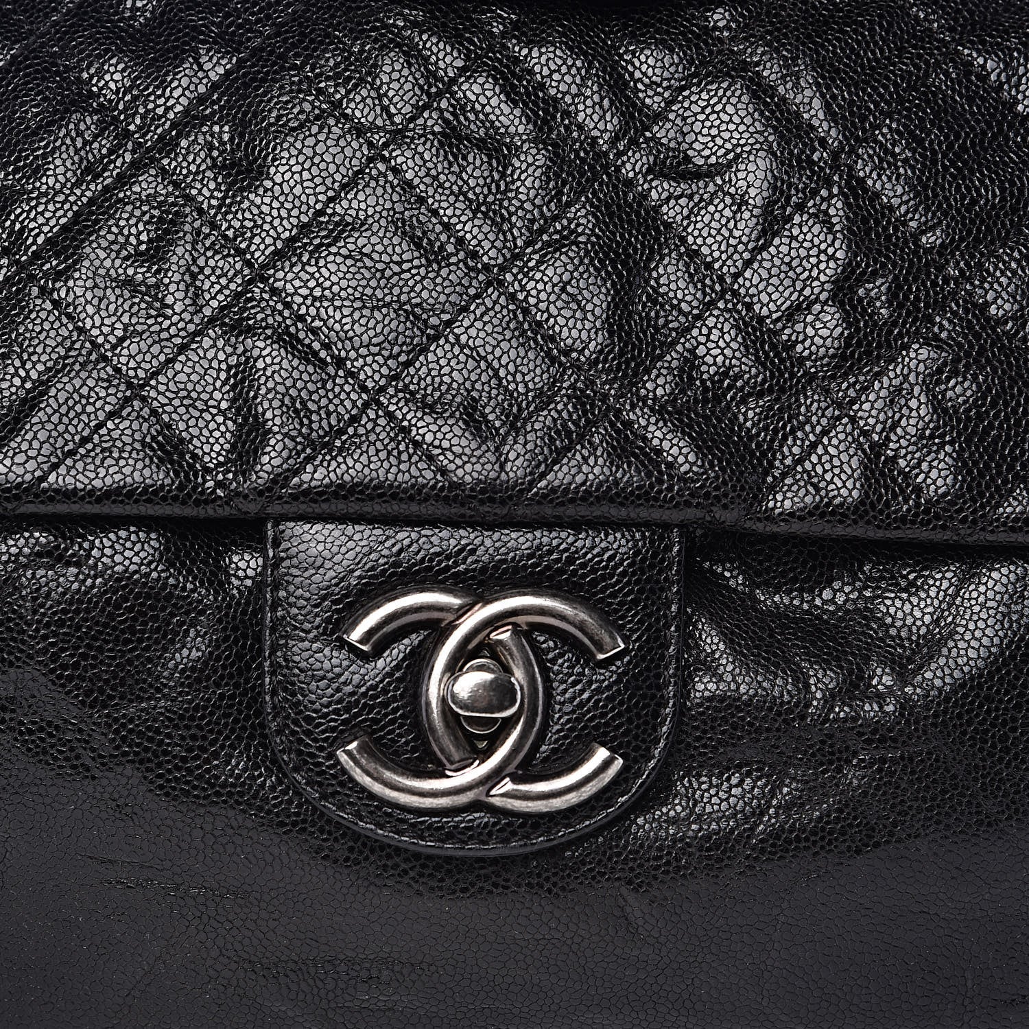 Chanel Crumpled Caviar Quilted Maxi Elastic Flap Black 13 of 14