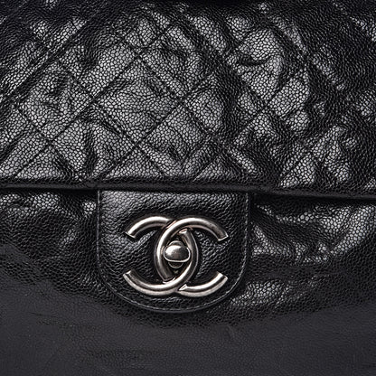 Chanel Crumpled Caviar Quilted Maxi Elastic Flap Black 13 of 14