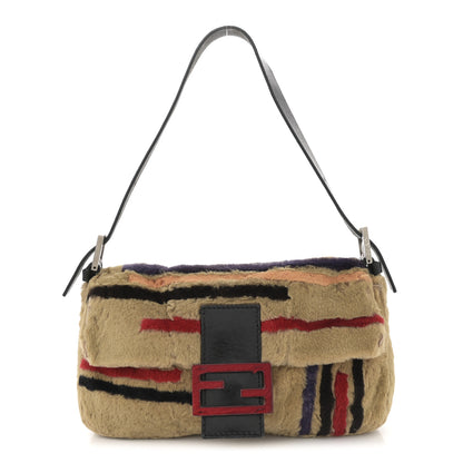 Fendi Rabbit Fur Striped Baguette Multicolor 1 of 11